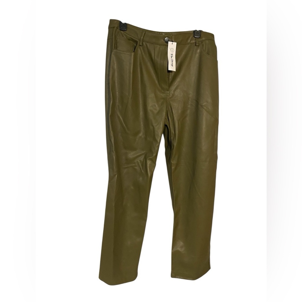 Olive Green Faux Leather Pants